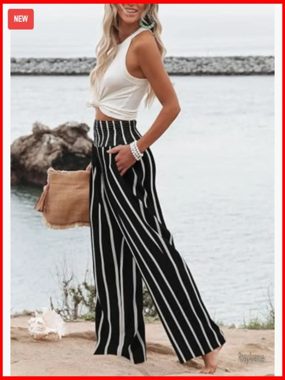 Wide Leg Palazzo Pajama Pants High Waist Lounge Trousers with Pockets